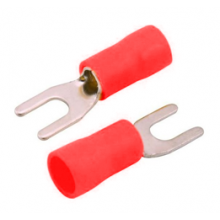 100 Conector Terminal Pré Isolado Garfo - Vermelho para fio 0,5mm a 1,5mm